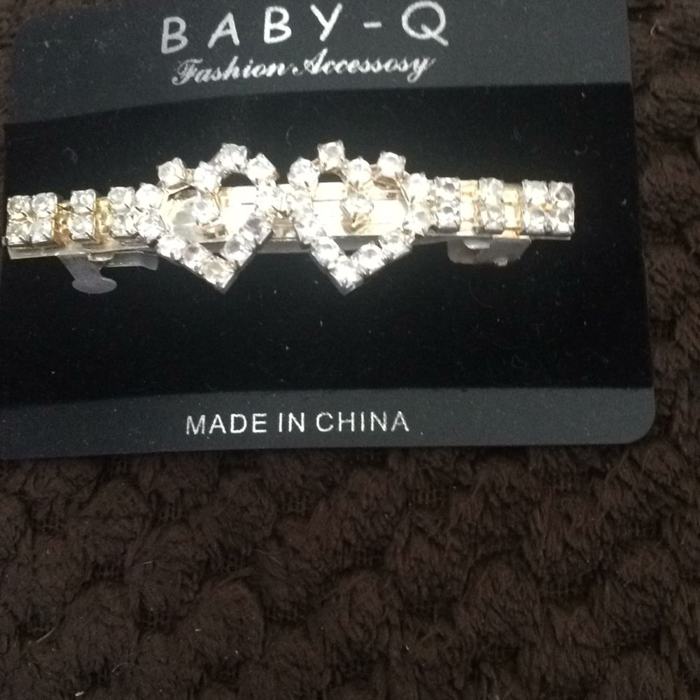 New double heart  rhinestone hair clip